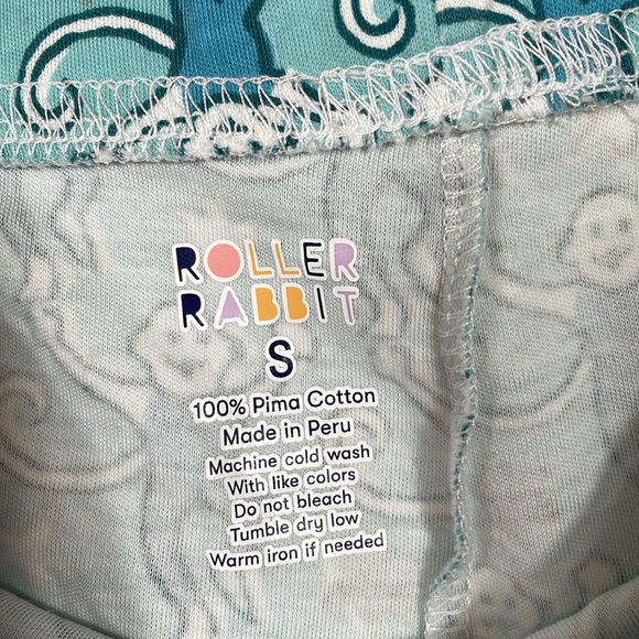Roller Rabbit Star Monkey Panamas Size S Aqua Henley And Pants EUC - Picture 4 of 10